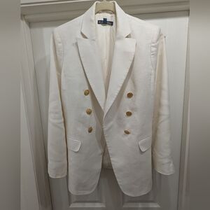 Brooks Brothers Women’s Double-Breasted Baird McNutt Irish Linen Blazer | Cream